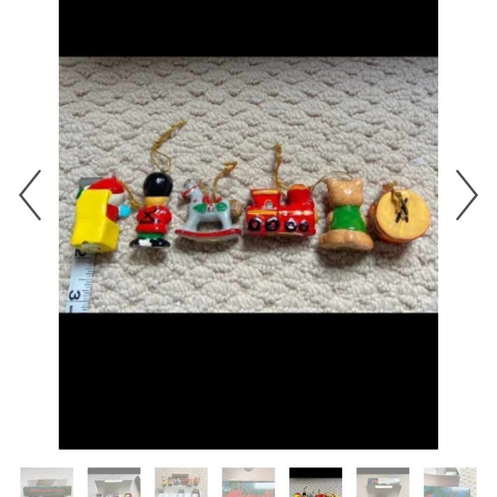 Six Vintage 1978 Christmas Ornaments in Box VGC